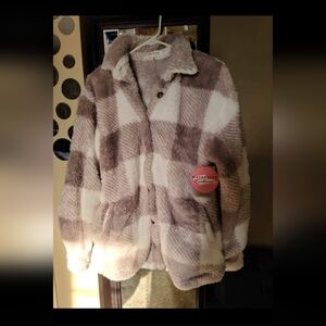 Maternity Cozy Plaid Fleece Jacket